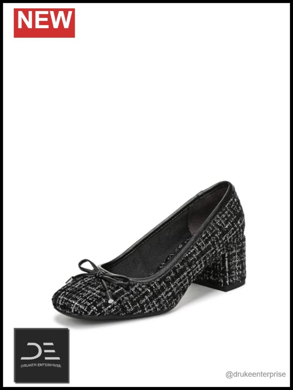 Women's Comfort Block Heel Pumps with Bow Slip-On Square Toe Faux Leather